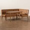 Baxton Studio Arvid Mid-Century Modern Tan Faux Leather and Walnut Brown Finished Wood 3-Piece Dining Nook Set 175-10837-9305-Zoro - alternate 2